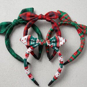 Plaid and Festive Kids Headband Set